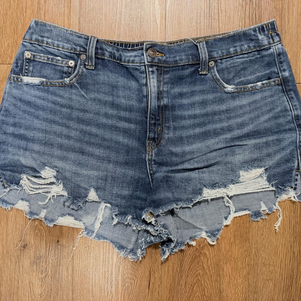 Aerie Blue Distressed Jean Shorts